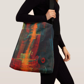 Bolsa Ajustável Padrão de Abstrato de Arte Moderno Vermelho Azul-L