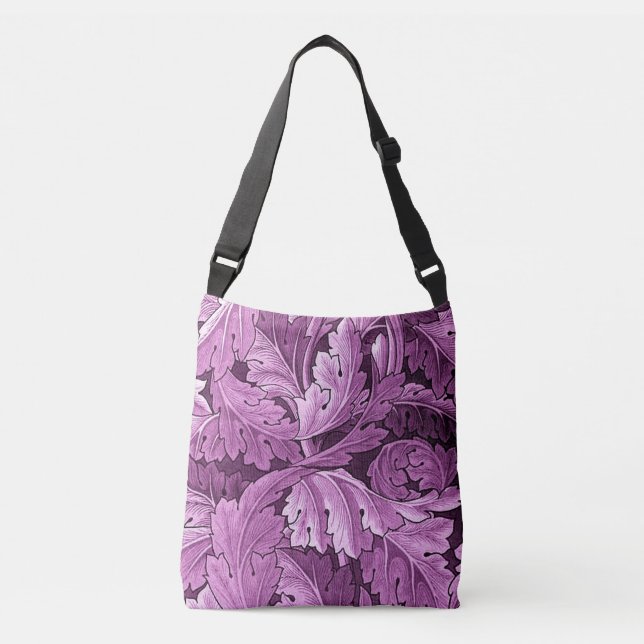 Bolsa Ajustável Padrão De Acanthus Pré-Raphaelite Em Roxo (Frente)