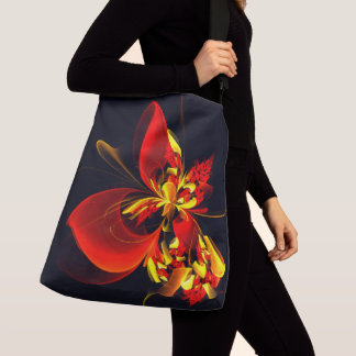 Bolsa Ajustável Padrão de Arte Abstrata Floral Amarelo Vermelho Mo