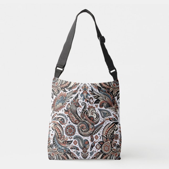 Bolsa Ajustável padrão de arte floral artificial intrincada (Frente)