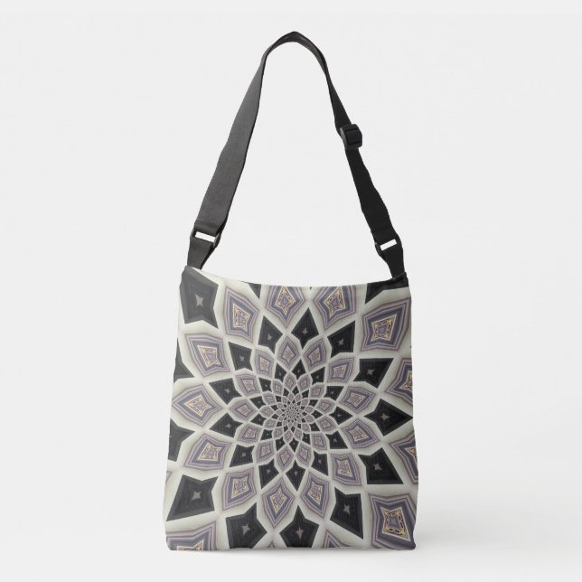 Bolsa Ajustável Padrão de Arte Mosaico Fractal Geométrico Espiral  (Frente)