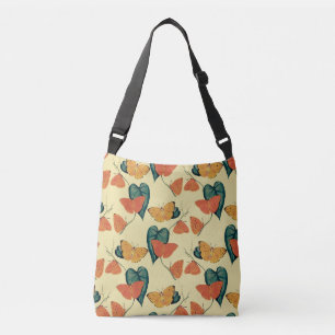 Bolsa Ajustável Padrão de Borboletas e Folhas Vintage Elegante