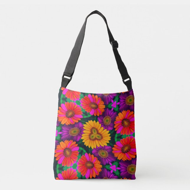 Bolsa Ajustável Padrão de Buquê de margarida colorida (Frente)