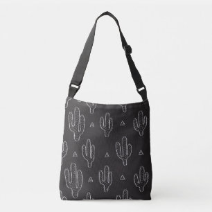 Bolsa Ajustável Padrão de Cactus Preto Desenhado à Mão