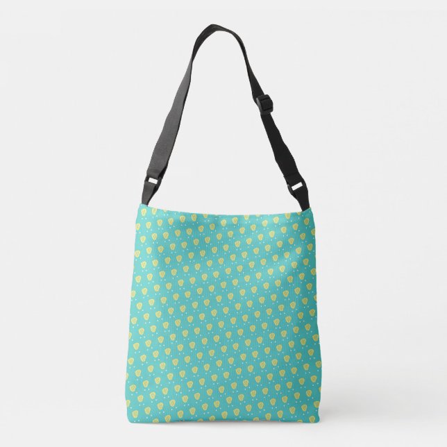 Bolsa Ajustável Padrão de Coração Azul Turquesa Fofo: Design Capri (Verso)