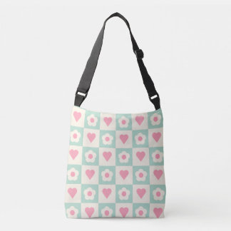 Bolsa Ajustável Padrão de Coração e Flor Pastel