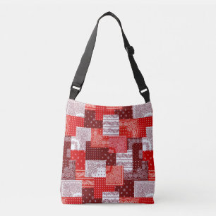 Bolsa Ajustável Padrão de Costura de Patchwork de Bandana Vermelha