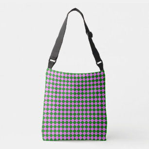 Bolsa Ajustável Padrão de Diamante do Verificador Verde Rosa
