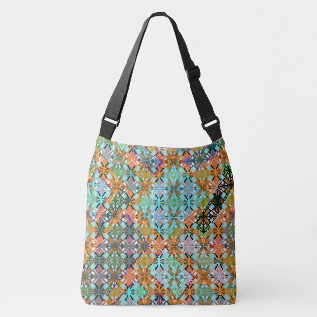Bolsa Ajustável Padrão de diamante multi cor artístico verde  (Frente)