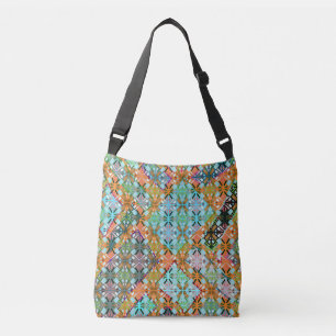 Bolsa Ajustável Padrão de diamante multi cor artístico verde