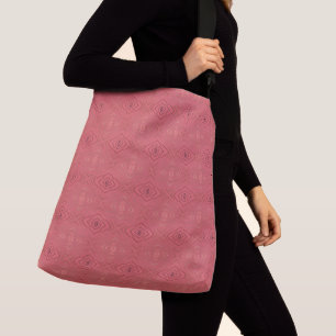 Bolsa Ajustável Padrão de Diamante Sutil Rosa Bege Blush