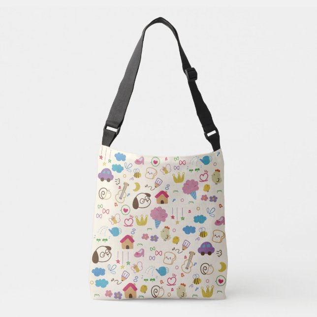 Bolsa Ajustável Padrão de Doodle para Crianças Bonitas (Frente)