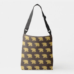 Bolsa Ajustável Padrão de Elefante Dourado em Marrom