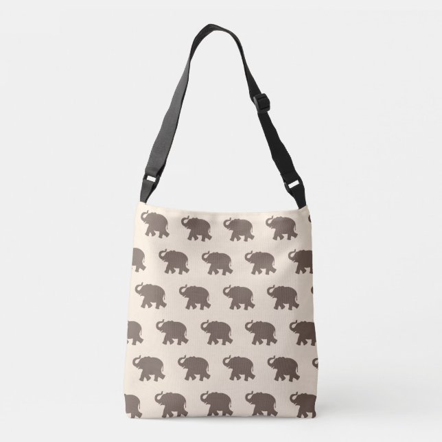 Bolsa Ajustável Padrão de Elefante Marrom em Marfim (Verso)