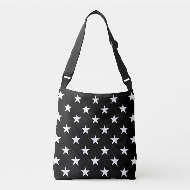Bolsa Ajustável Padrão de Estrela Preto e Branco (Frente)