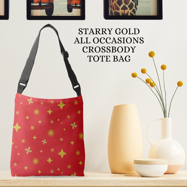 Bolsa Ajustável Padrão de Estrelas Douradas e Pétalas Florais com  (Criador carregado)