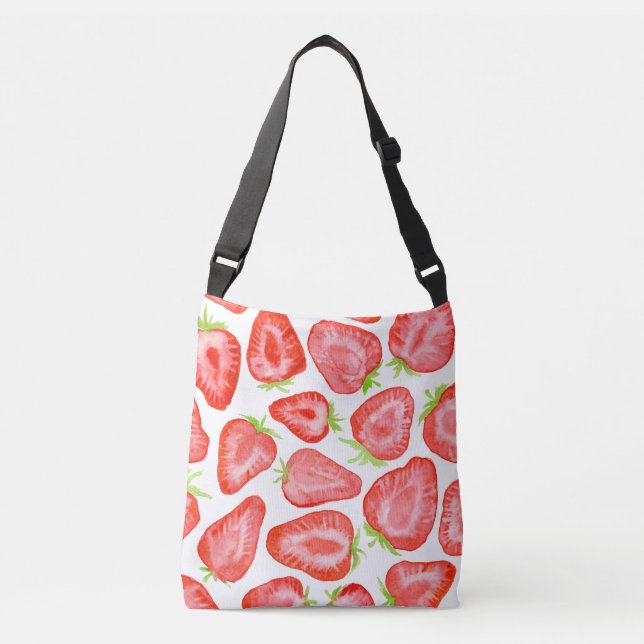 Bolsa Ajustável Padrão de fatias de morango de aquarela (Frente)