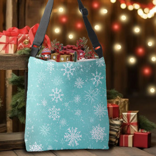 Bolsa Ajustável Padrão de Flocos de Neve Azul Verde Suave Inverno