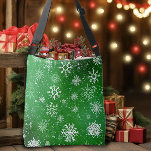 Bolsa Ajustável Padrão de Flocos de Neve Verdes Festa de Inverno F