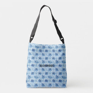 Bolsa Ajustável Padrão de flor de coloração azul Tie Nome personal