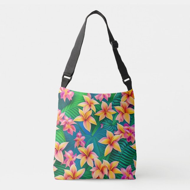 Bolsa Ajustável Padrão de Flor Tropical do Havaí (Frente)