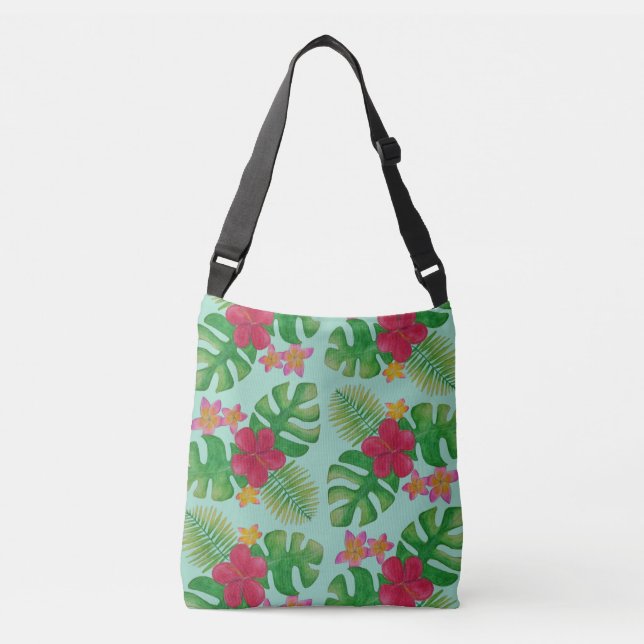Bolsa Ajustável Padrão de flores tropicais (Frente)