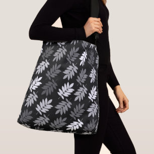Bolsa Ajustável Padrão de Folha de Idoso Preto Branco Cinza