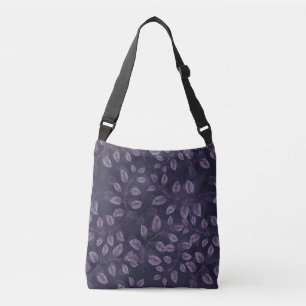 Bolsa Ajustável Padrão de Folhas de Púrpura de Aquarela