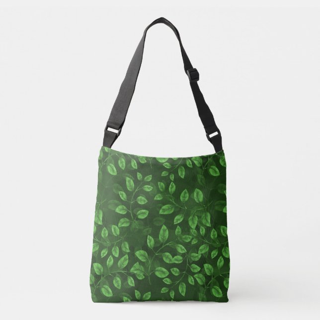 Bolsa Ajustável Padrão de Folhas Verde de Aquarela (Frente)