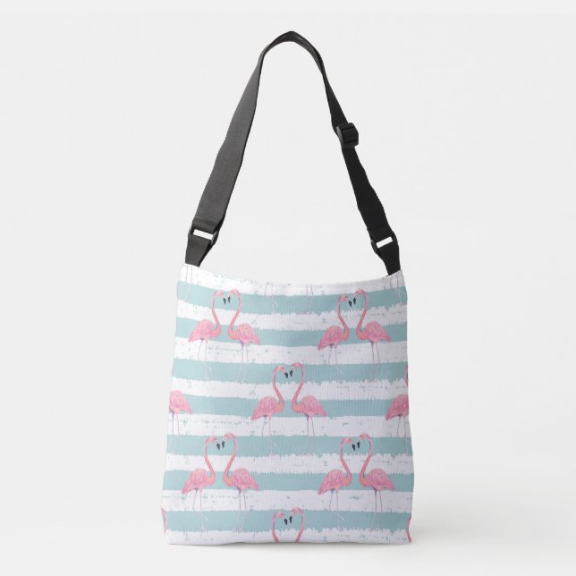 Bolsa Ajustável Padrão de Fundo Flamingo Exótico (Frente)