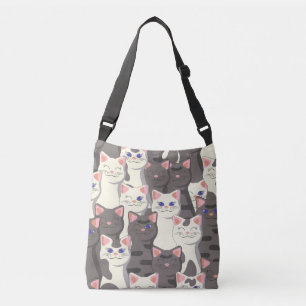 Bolsa Ajustável Padrão de gatos brancos e cinzas