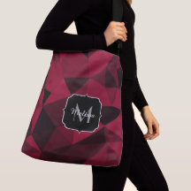 Padrão de geometria preto rosa magenta Monograma