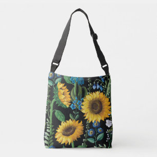 Bolsa Ajustável Padrão de girassol em fundo preto