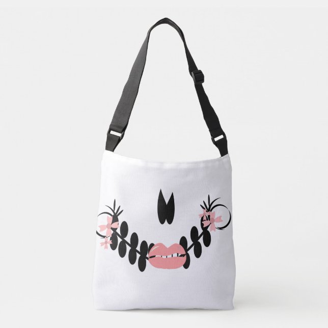 Bolsa Ajustável Padrão de Halloween de Lábios com Caveira Açucarad (Frente)