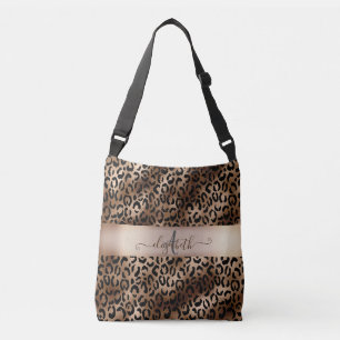 Bolsa Ajustável Padrão de Leopardo Bronze Preto Monograma
