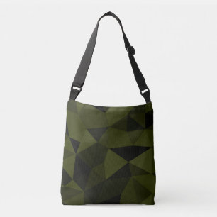 Bolsa Ajustável Padrão de malha geométrica preto verde exército es