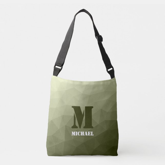 Bolsa Ajustável Padrão de malha geométrica verde-clara do exército (Frente)