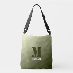 Bolsa Ajustável Padrão de malha geométrica verde claro do exército