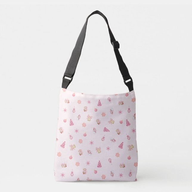Bolsa Ajustável Padrão de Natal Rosa Aconchegante (Frente)