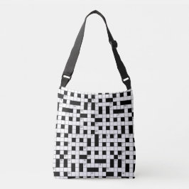 Bolsa Ajustável Padrão de Palavras Cruzadas Preto e Branco Retrô