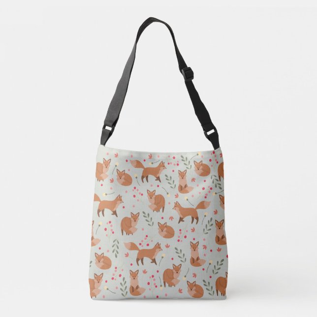 Bolsa Ajustável Padrão de Raposa Whimsical (Verso)