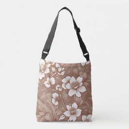Bolsa Ajustável Padrão de Rosa Floral Marrom Vintage