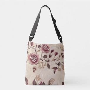 Bolsa Ajustável Padrão de Rosa Marrom Elegante