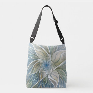 Bolsa Ajustável Padrão de Sonho Floral Abstrato Azul Khaki Fracta