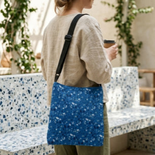 Bolsa Ajustável Padrão de Terrazzo Azul de Pedra Abstrata Moderna