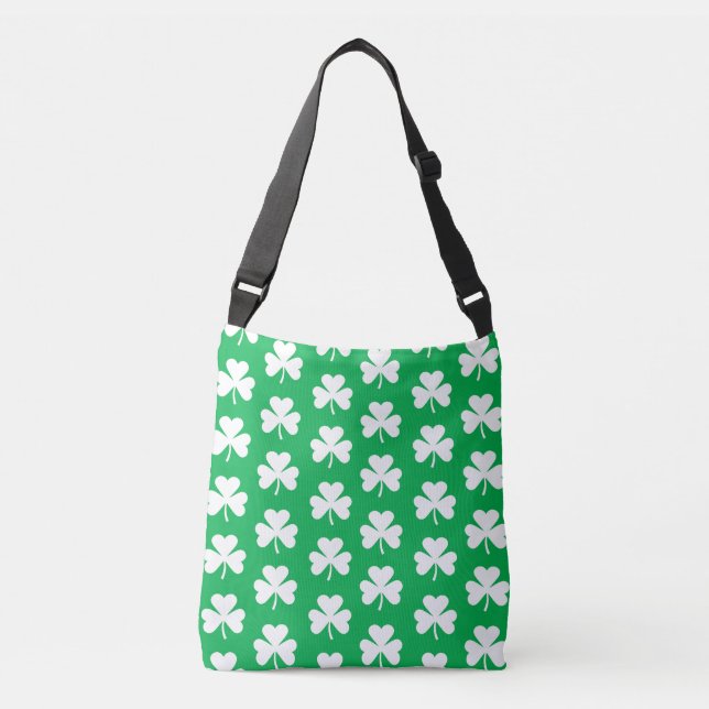Bolsa Ajustável Padrão de trevo verde e branco (Frente)
