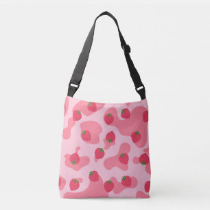 Bolsa Ajustável Padrão de Vaca de Morango Cute Kawaii