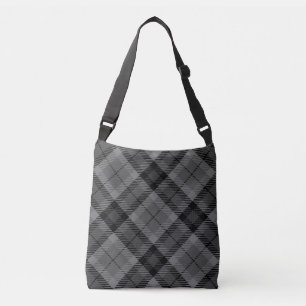 Bolsa Ajustável Padrão de Xadrez de Cinza preta do Tartan
