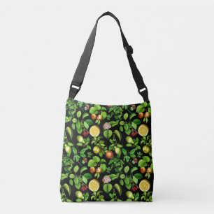 Bolsa Ajustável Padrão do Fruta no plano de fundo preto