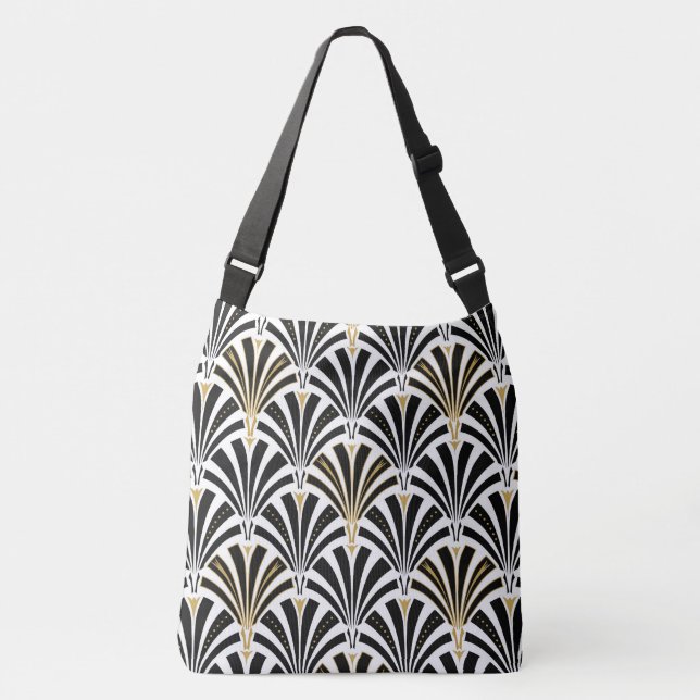 Bolsa Ajustável Padrão do ventilador Art Deco - preto e branco (Frente)